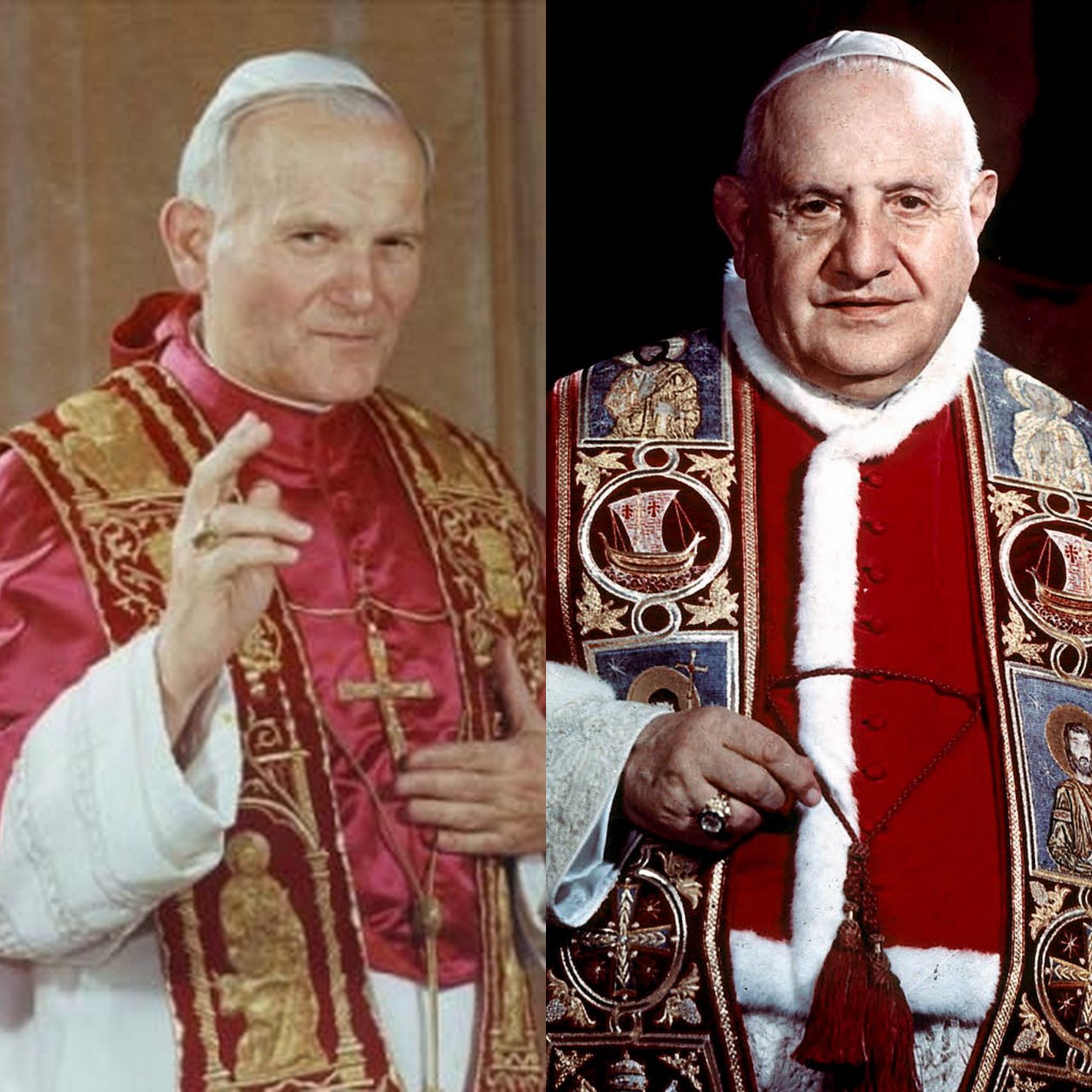 Johannes Paul II. Johannes XXIII. (c) Einzelbilder: Common; Collage: G. Krieger